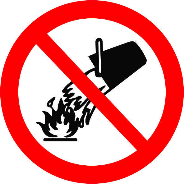 Placa: Pictograma Proibido Utilizar gua para Apagar o Fogo