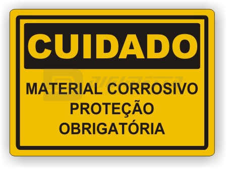 Placa: Cuidado - Material Corrosivo Proteo Obrigatria