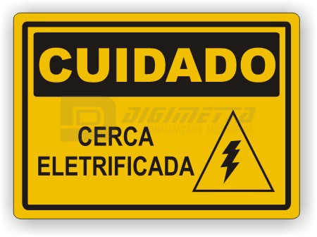 Placa: Cuidado - Cerca Eletrificada