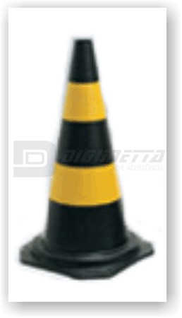 Cone de Segurança em PVC Preto Com Faixas Amarelas 75 Cm