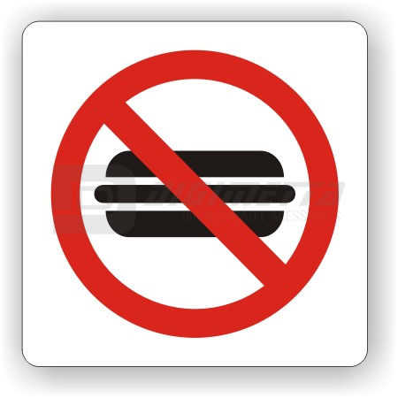 Placa: Pictograma de Proibido Comer Nesta rea